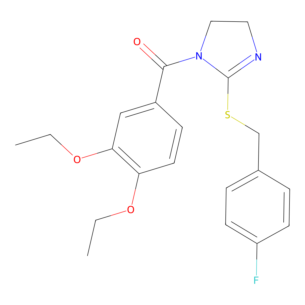 (3,4-diethoxyphenyl)(2-((4-fluorobenzyl)thio)-4,5-dihydro-1H-imidazol-1-yl)methanone molecular structure, CAS 851865-73-1