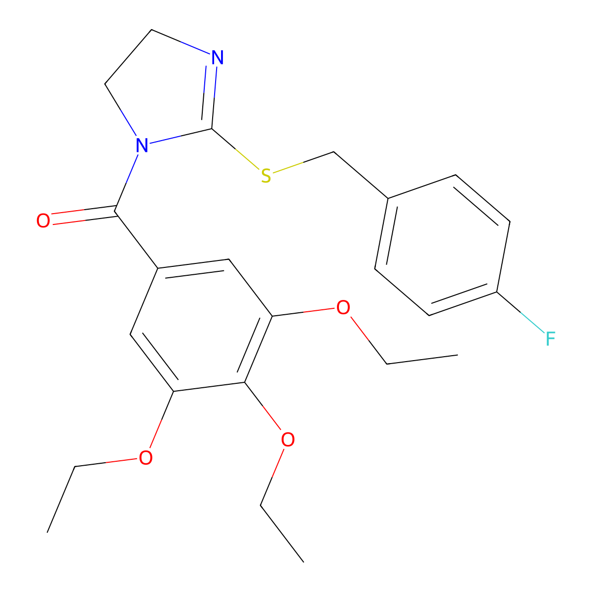 [2-[(4-Fluorophenyl)methylsulfanyl]-4,5-dihydroimidazol-1-yl]-(3,4,5-triethoxyphenyl)methanone molecular structure, CAS 851865-76-4