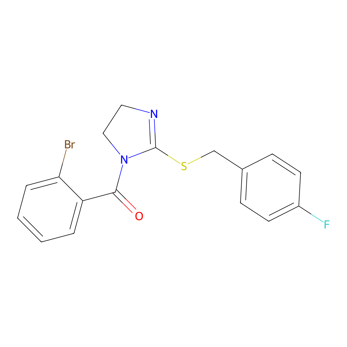 (2-bromophenyl)(2-((4-fluorobenzyl)thio)-4,5-dihydro-1H-imidazol-1-yl)methanone molecular structure, CAS 851865-84-4
