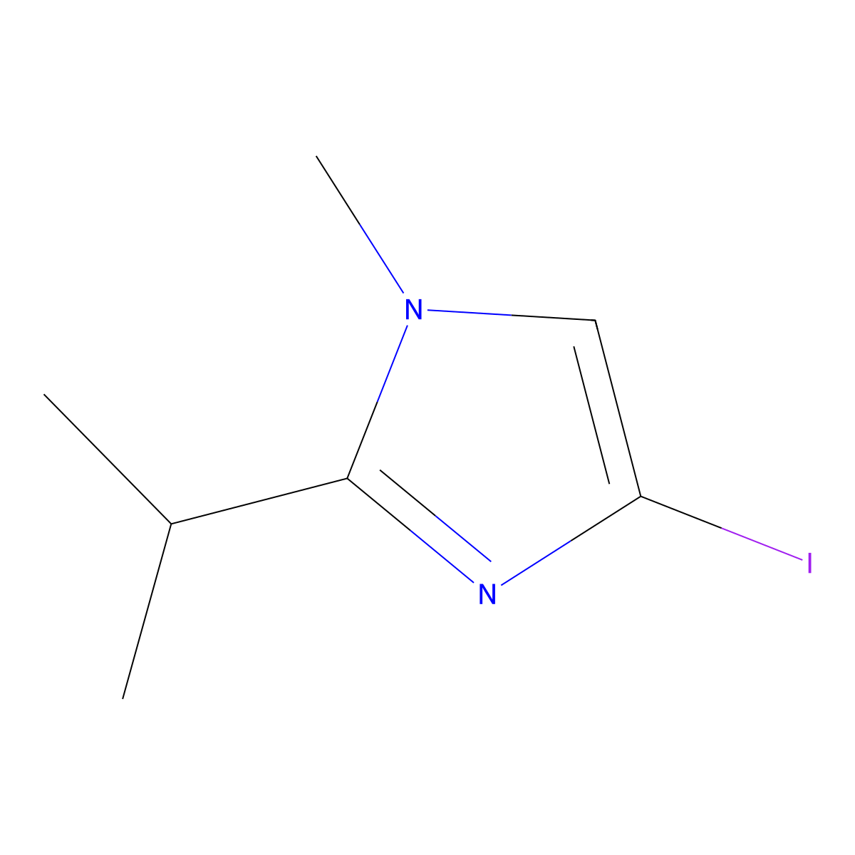 4-iodo-1-methyl-2-(propan-2-yl)-1H-imidazole molecular structure, CAS 851870-24-1