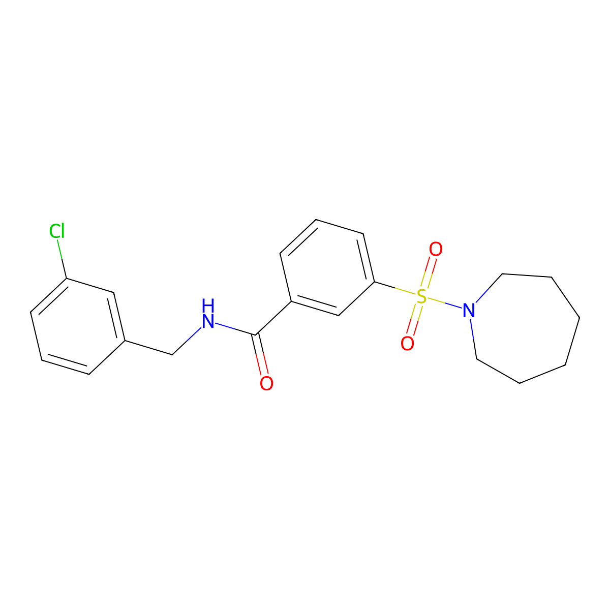 3-(Azepan-1-ylsulfonyl)-N-(3-chlorobenzyl)benzamide molecular structure, CAS 851873-40-0