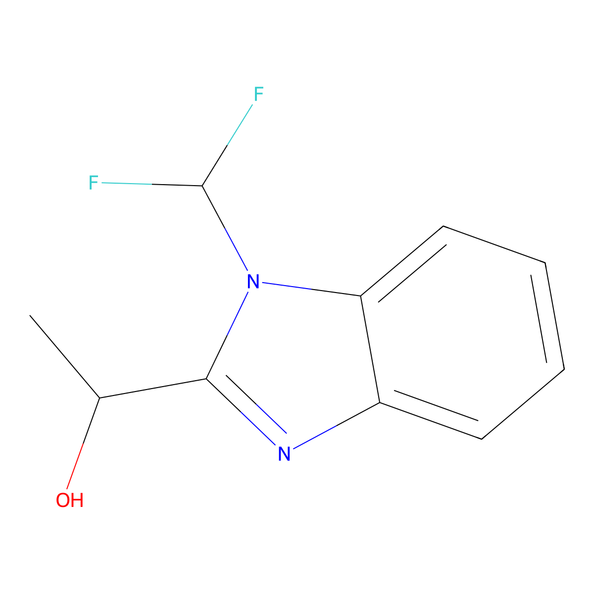 1-[1-(difluoromethyl)-1H-1,3-benzodiazol-2-yl]ethan-1-ol molecular structure, CAS 851879-26-0