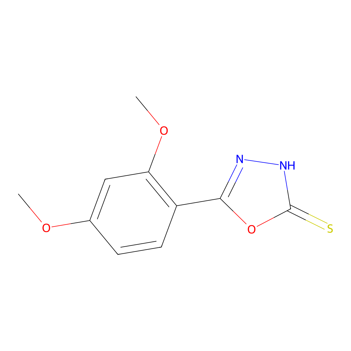 5-(2,4-Dimethoxyphenyl)-1,3,4-oxadiazole-2-thiol molecular structure, CAS 851879-32-8