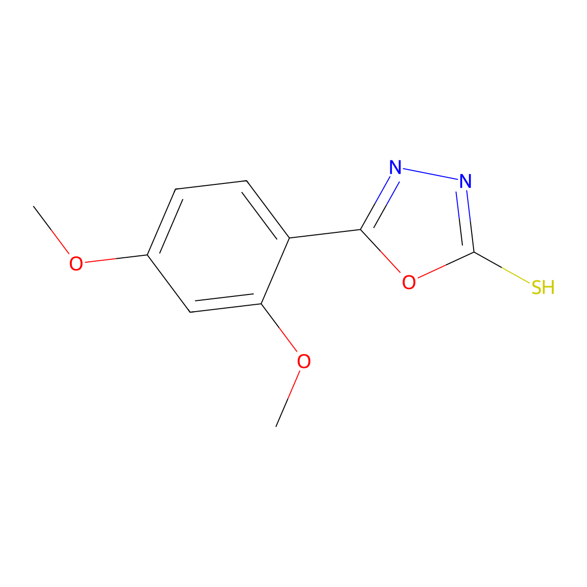 5-(2,4-Dimethoxyphenyl)-1,3,4-oxadiazole-2-thiol molecular structure, CAS 851879-32-8