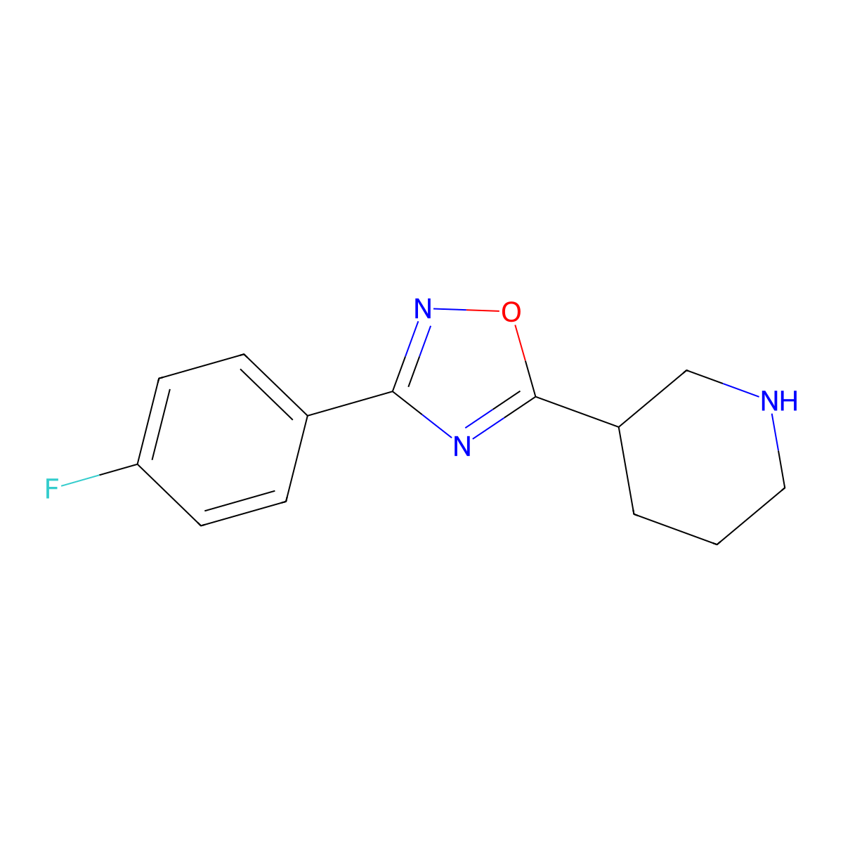 3-[3-(4-Fluorophenyl)-1,2,4-oxadiazol-5-yl]piperidine molecular structure, CAS 851882-55-8