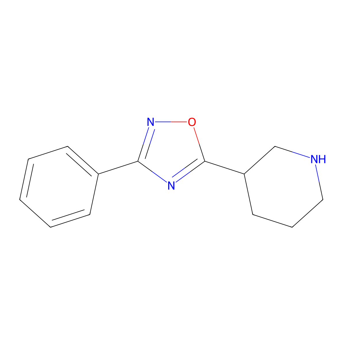 3-(3-Phenyl-1,2,4-oxadiazol-5-yl)piperidine molecular structure, CAS 851882-57-0