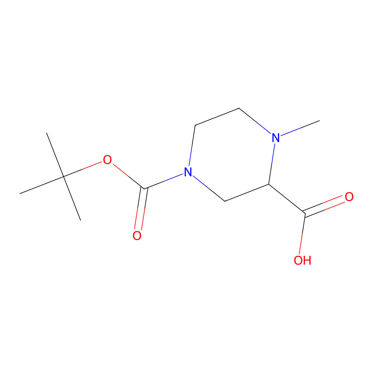 4-((Tert-butoxy)carbonyl)-1-methylpiperazine-2-carboxylic acid molecular structure, CAS 851882-93-4
