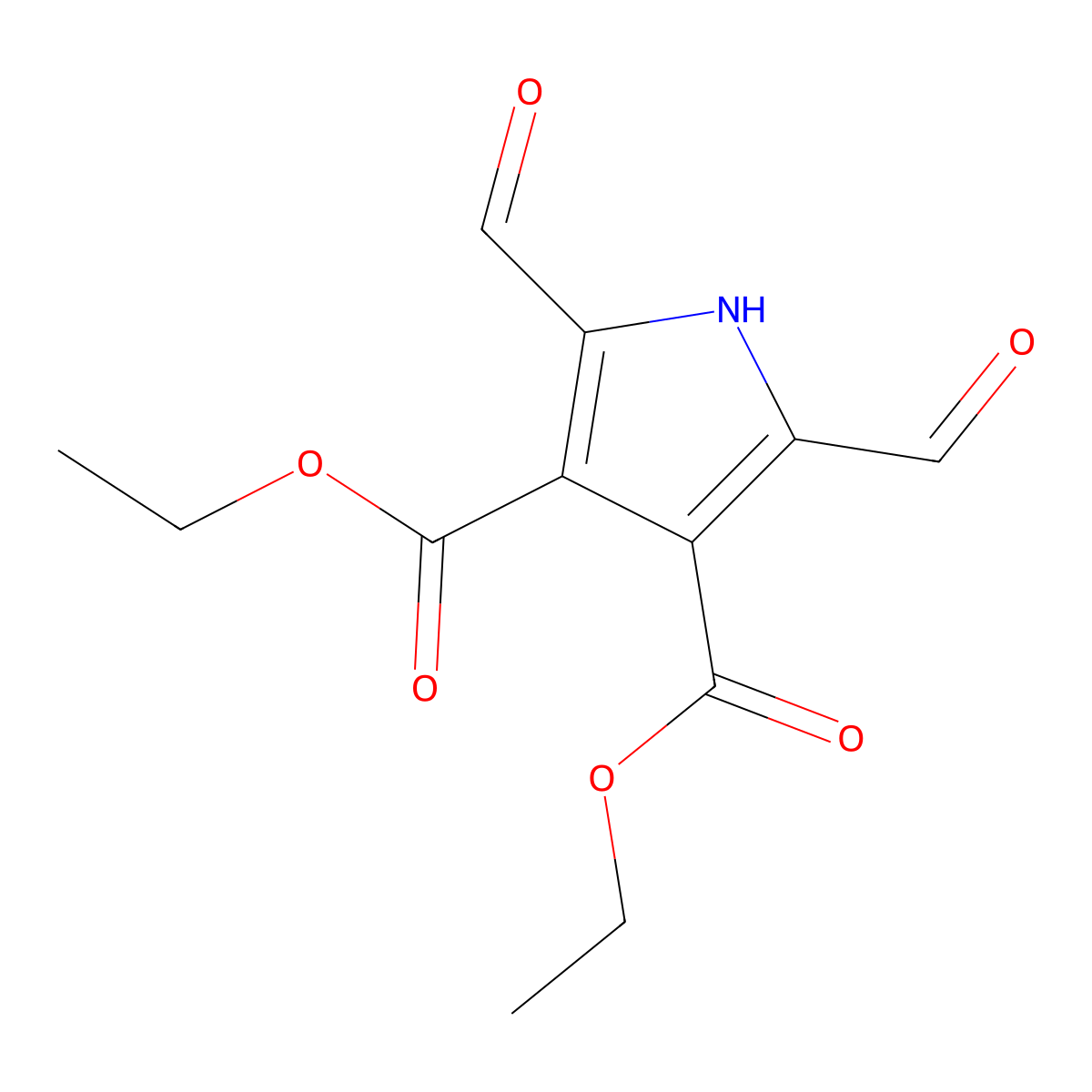 Diethyl 2,5-diformyl-1H-pyrrole-3,4-dicarboxylate molecular structure, CAS 851893-13-5