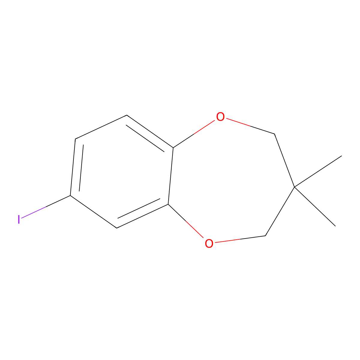 7-iodo-3,3-dimethyl-3,4-dihydro-2H-benzo[b][1,4]dioxepine molecular structure, CAS 851895-02-8