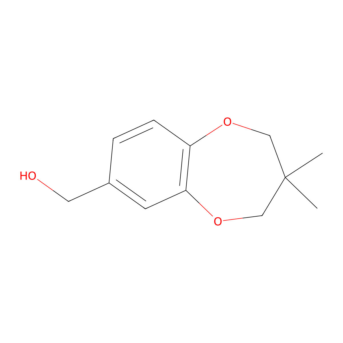(3,3-dimethyl-3,4-dihydro-2H-benzo[b][1,4]dioxepin-7-yl)methanol molecular structure, CAS 851895-31-3