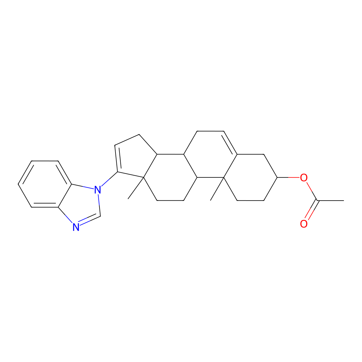 (3S,8R,9S,10R,13S,14S)-17-(1H-Benzo[D]imidazol-1-YL)-10,13-dimethyl-2,3,4,7,8,9,10,11,12,13,14,15-dodecahydro-1H-cyclopenta[A]phenanthren-3-YL acetate molecular structure, CAS 851895-79-9