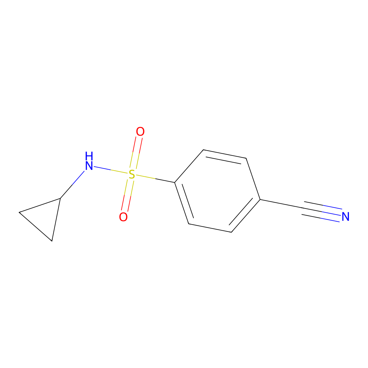 4-cyano-N-cyclopropylbenzene-1-sulfonamide molecular structure, CAS 851897-11-5