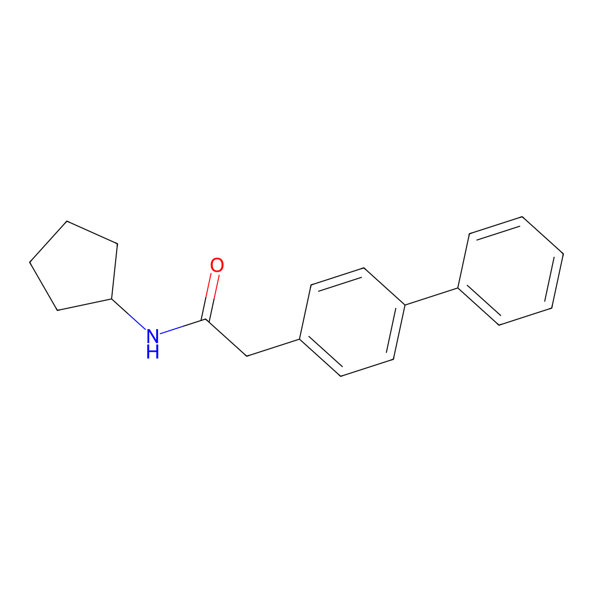 N-cyclopentyl-2-(4-phenylphenyl)acetamide molecular structure, CAS 851897-47-7