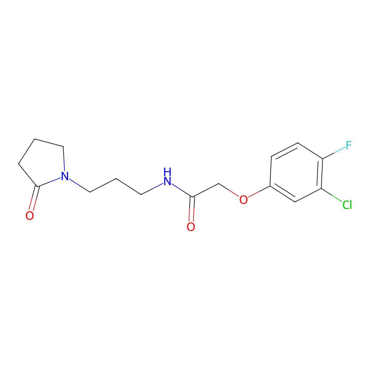 2-(3-chloro-4-fluorophenoxy)-N-[3-(2-oxopyrrolidin-1-yl)propyl]acetamide molecular structure, CAS 851899-01-9
