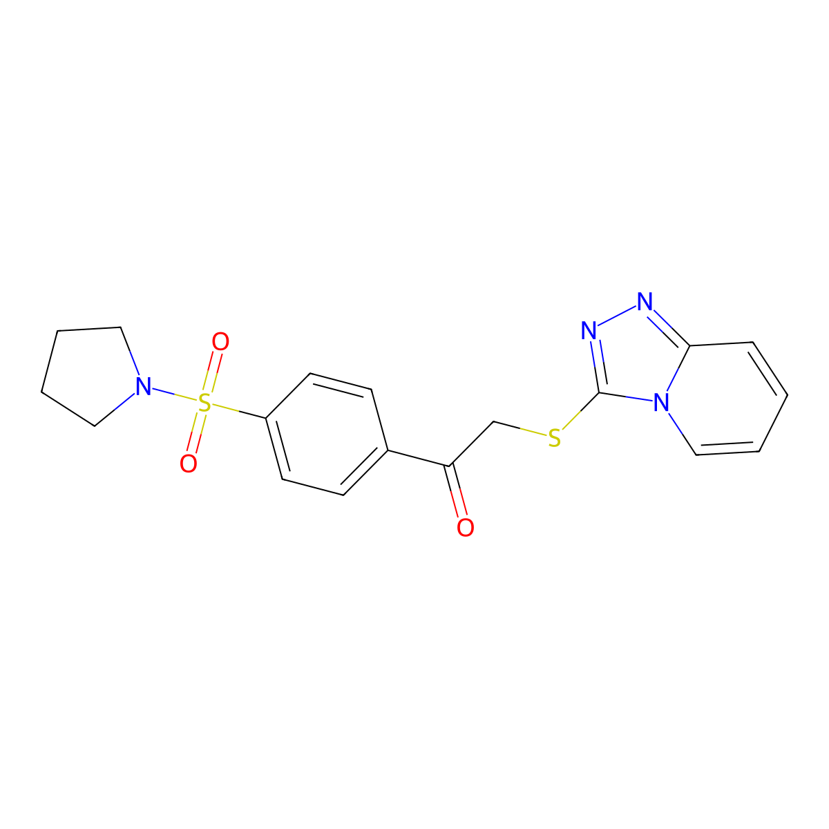 1-[4-(Pyrrolidine-1-sulfonyl)phenyl]-2-{[1,2,4]triazolo[4,3-a]pyridin-3-ylsulfanyl}ethan-1-one molecular structure, CAS 851899-57-5