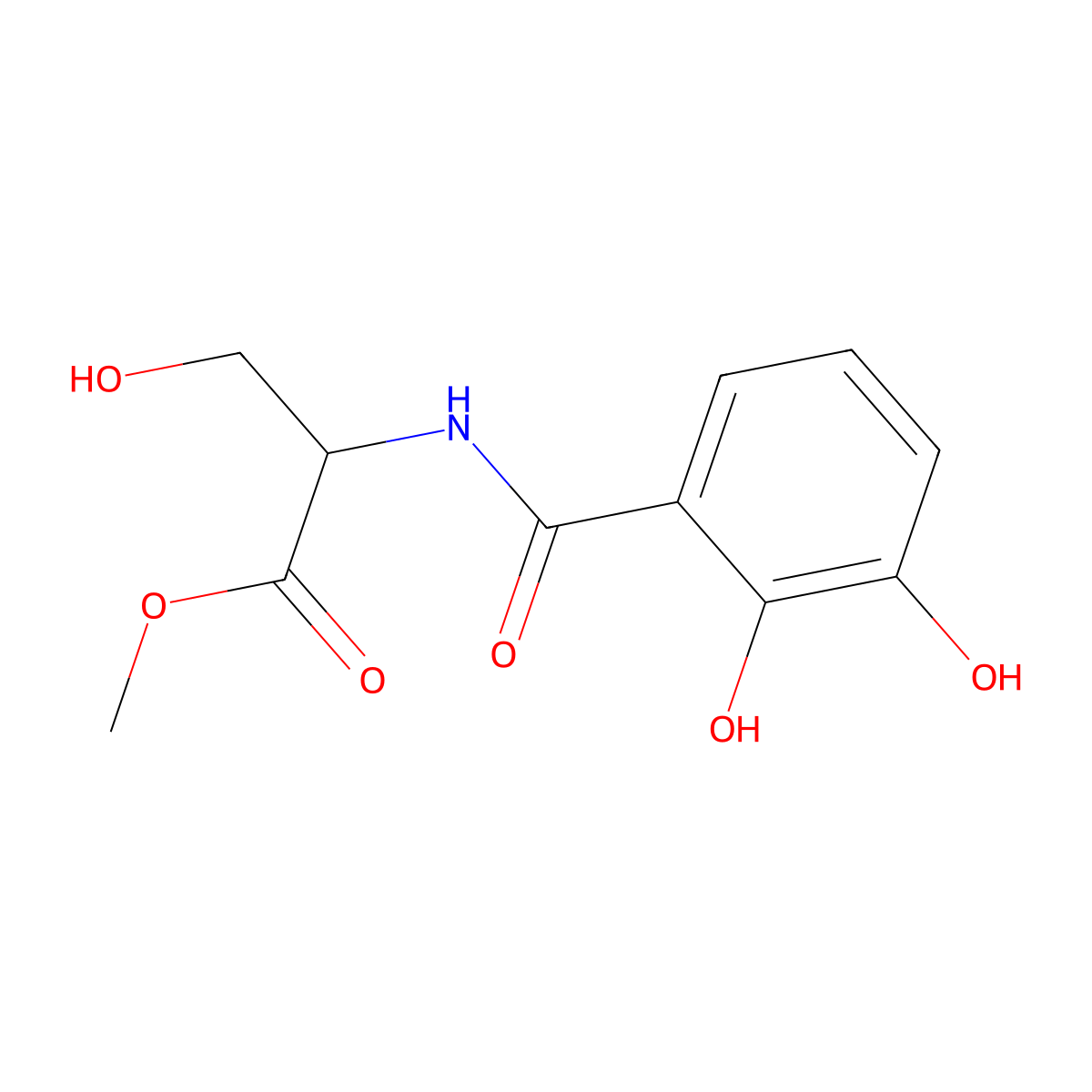 Methyl 2-[(2,3-dihydroxybenzoyl)amino]-3-hydroxypropanoate molecular structure, CAS 851901-01-4