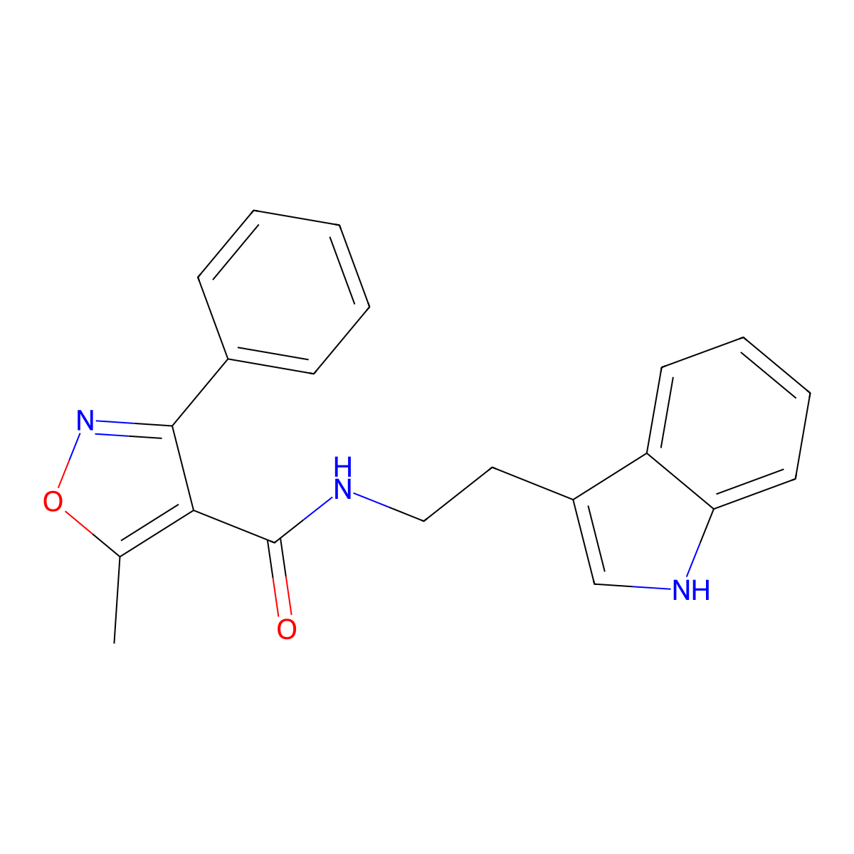 N-[2-(1H-indol-3-yl)ethyl]-5-methyl-3-phenyl-1,2-oxazole-4-carboxamide molecular structure, CAS 851905-89-0