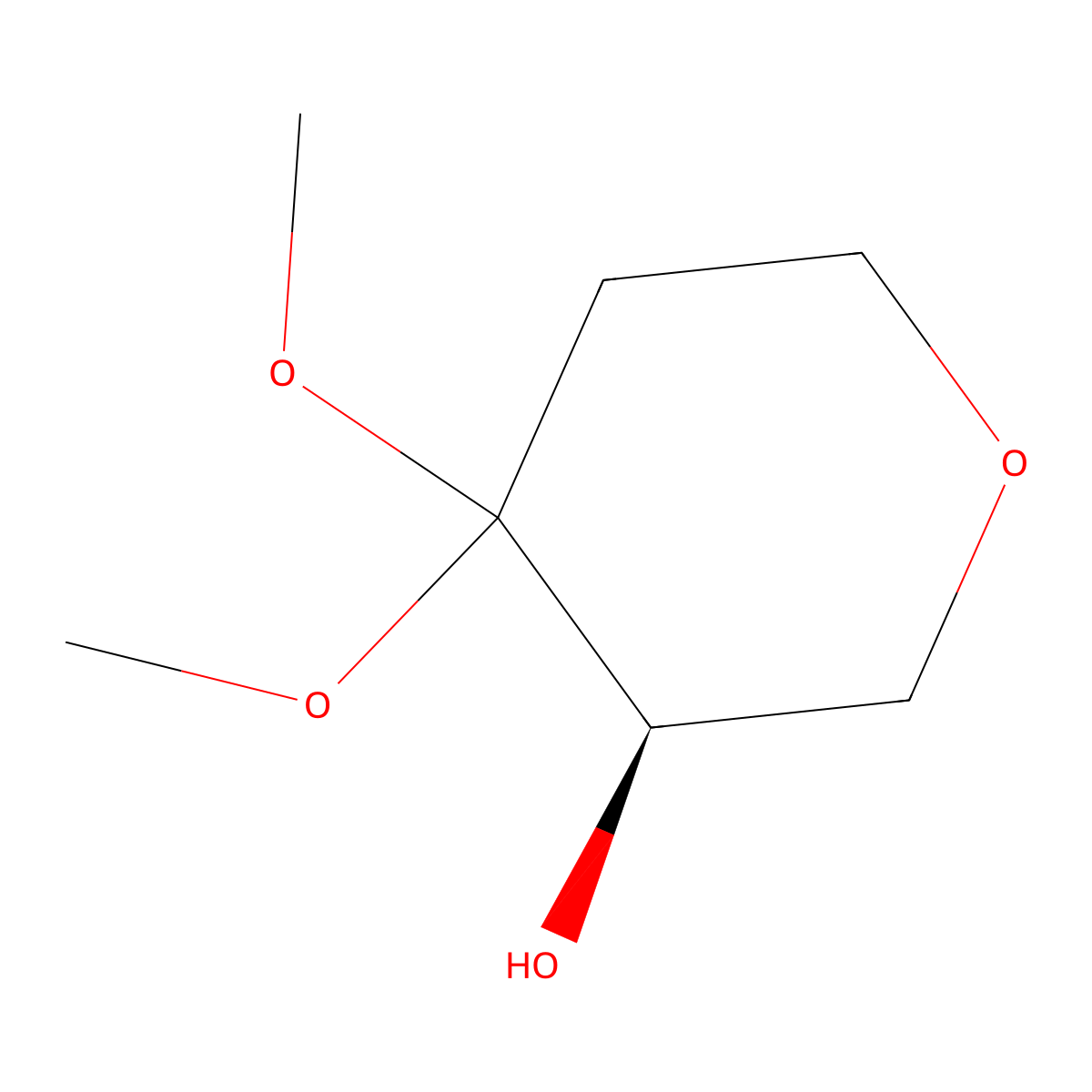 2H-Pyran-3-OL, tetrahydro-4,4-dimethoxy-, (3R)- molecular structure, CAS 851916-47-7