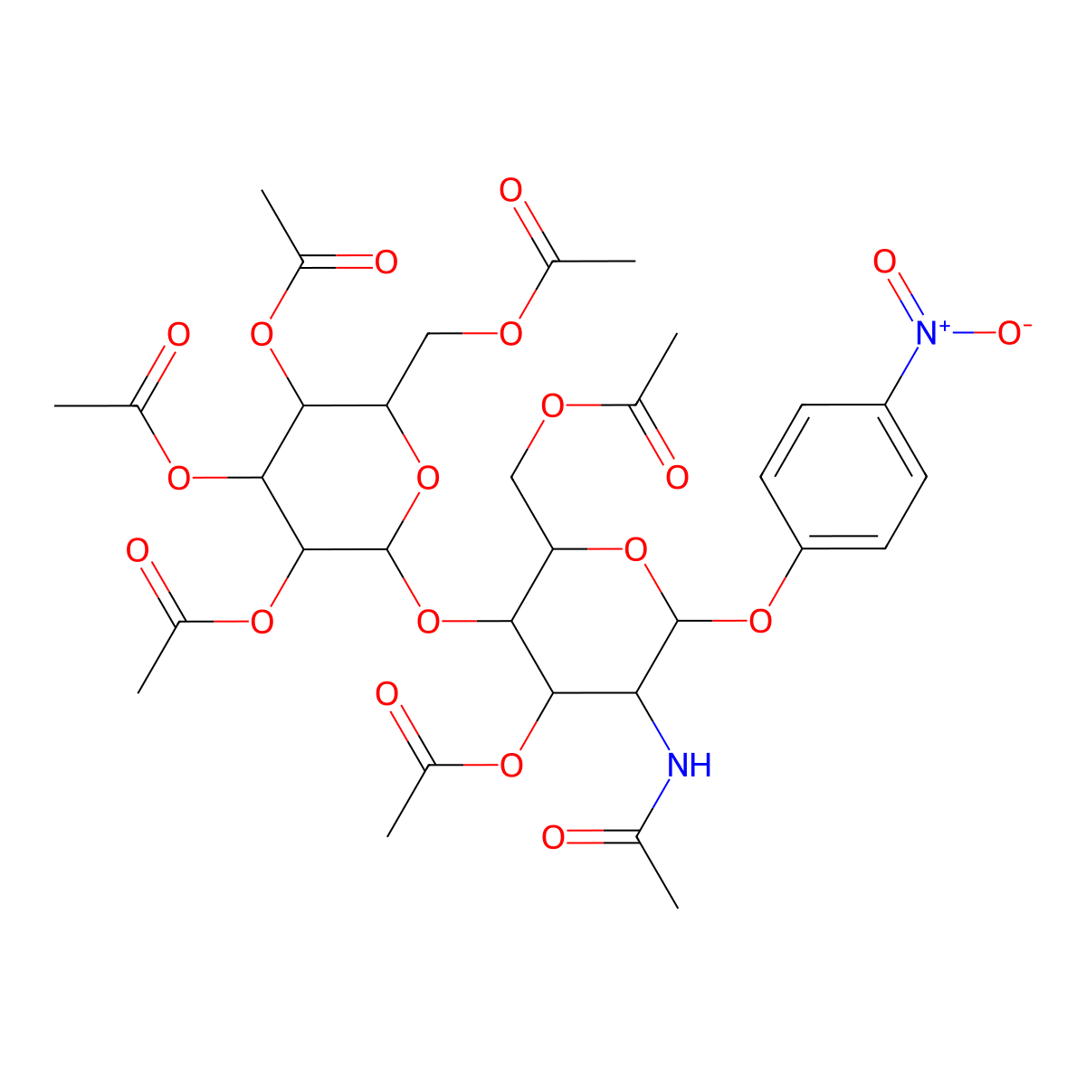 [(2R,3S,4R,5R,6S)-5-acetamido-4-acetyloxy-6-(4-nitrophenoxy)-3-[(2S,3R,4S,5S,6R)-3,4,5-triacetyloxy-6-(acetyloxymethyl)oxan-2-yl]oxyoxan-2-yl]methyl acetate molecular structure, CAS 85193-88-0