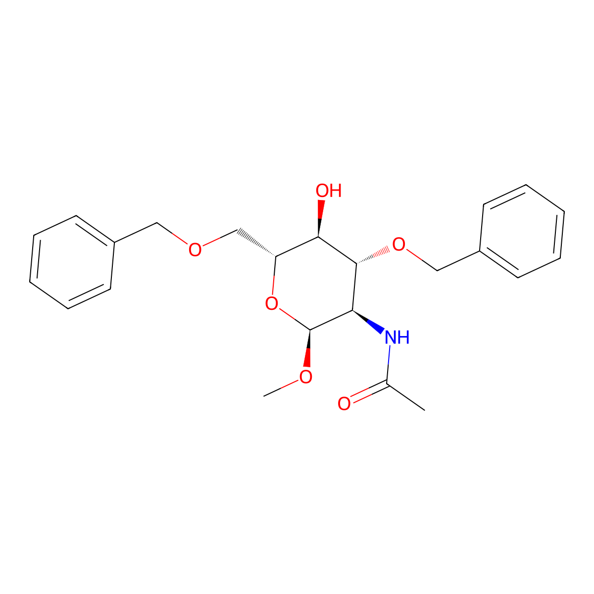 Methyl 2-acetamido-3,6-di-O-benzyl-2-deoxy-a-D-glucopyranoside molecular structure, CAS 85193-92-6