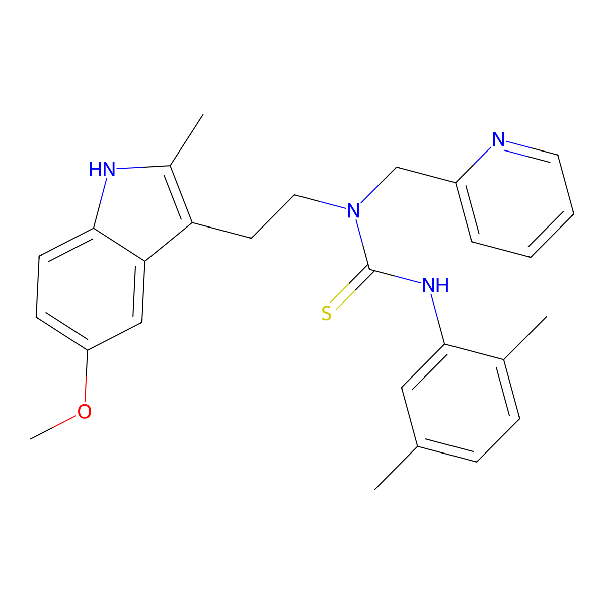 3-(2,5-dimethylphenyl)-1-(2-(5-methoxy-2-methyl-1H-indol-3-yl)ethyl)-1-(pyridin-2-ylmethyl)thiourea molecular structure, CAS 851937-04-7