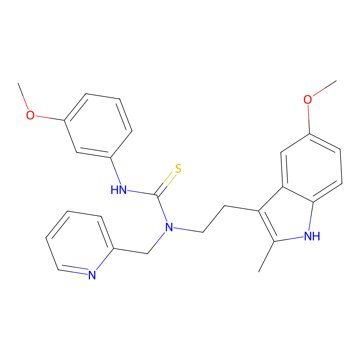 1-(2-(5-methoxy-2-methyl-1H-indol-3-yl)ethyl)-3-(3-methoxyphenyl)-1-(pyridin-2-ylmethyl)thiourea molecular structure, CAS 851937-08-1