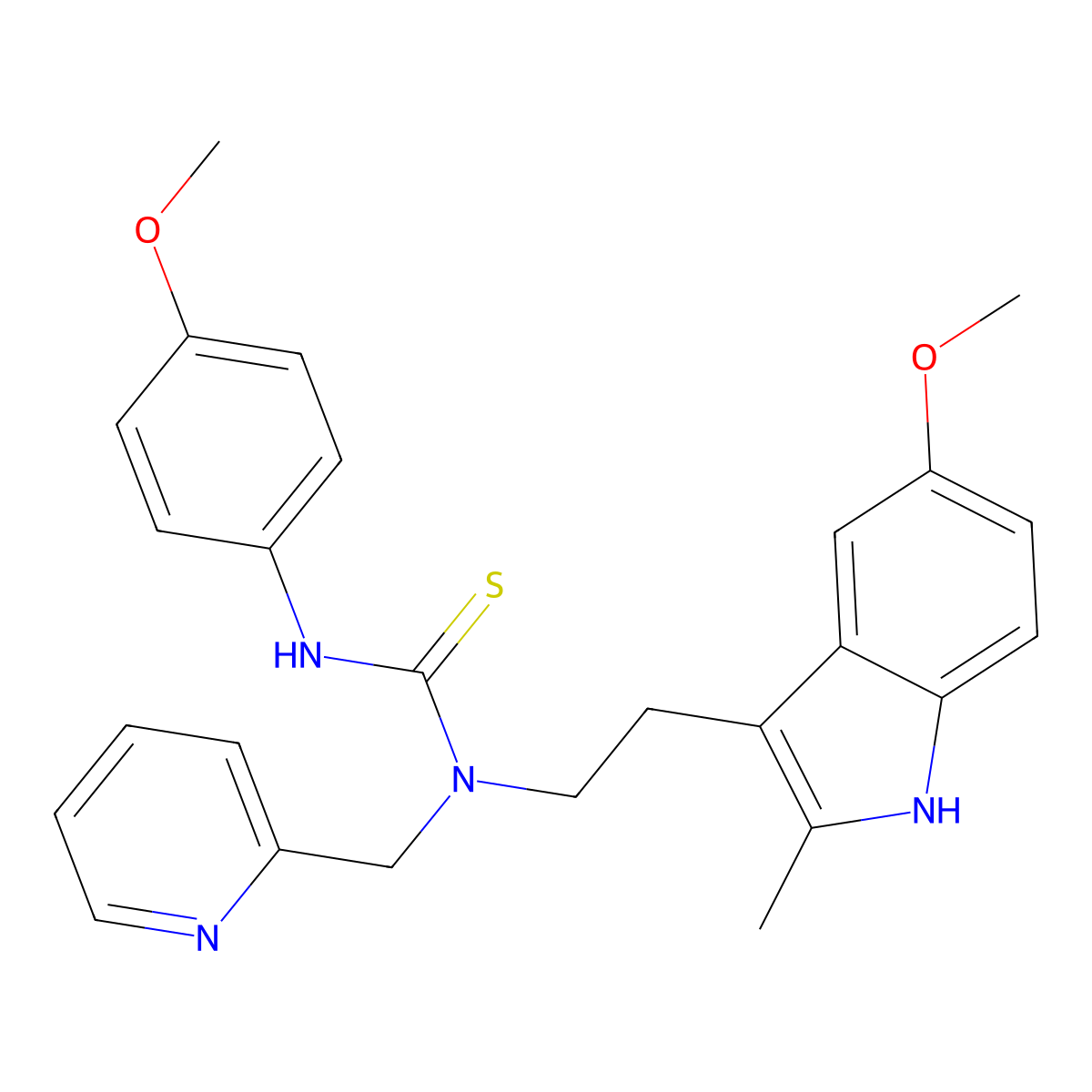 1-(2-(5-methoxy-2-methyl-1H-indol-3-yl)ethyl)-3-(4-methoxyphenyl)-1-(pyridin-2-ylmethyl)thiourea molecular structure, CAS 851937-09-2