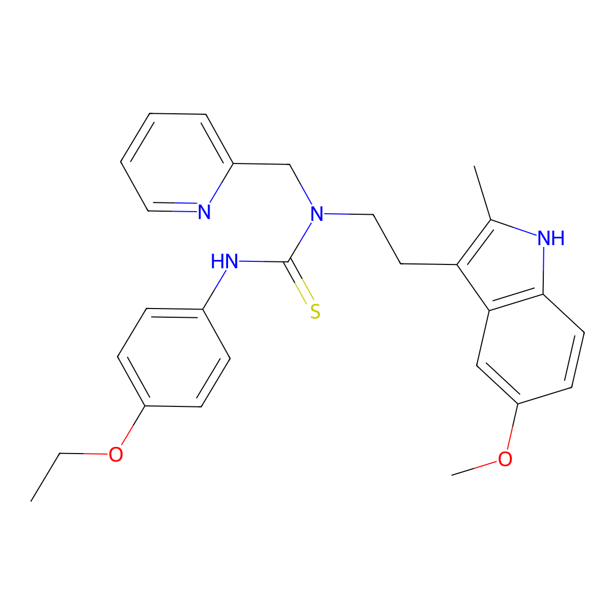 3-(4-ethoxyphenyl)-1-(2-(5-methoxy-2-methyl-1H-indol-3-yl)ethyl)-1-(pyridin-2-ylmethyl)thiourea molecular structure, CAS 851937-11-6