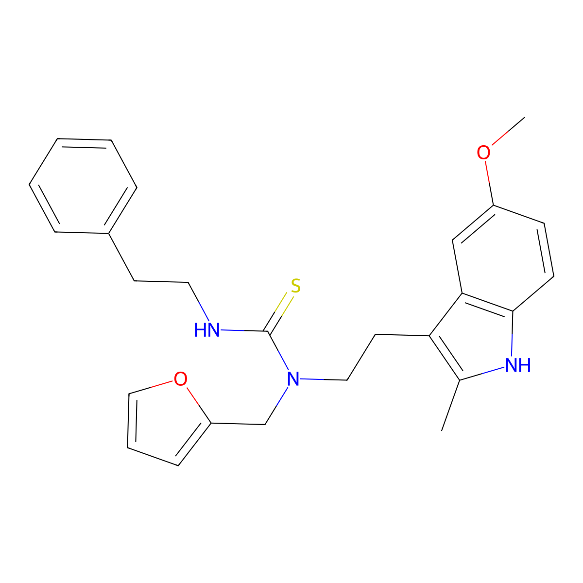 1-(furan-2-ylmethyl)-1-(2-(5-methoxy-2-methyl-1H-indol-3-yl)ethyl)-3-phenethylthiourea molecular structure, CAS 851937-22-9