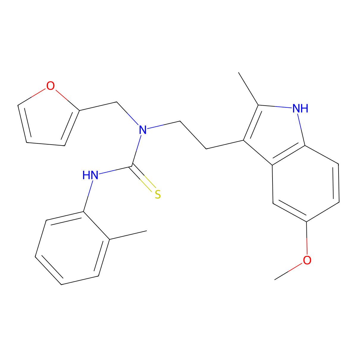 1-(furan-2-ylmethyl)-1-(2-(5-methoxy-2-methyl-1H-indol-3-yl)ethyl)-3-(o-tolyl)thiourea molecular structure, CAS 851937-24-1