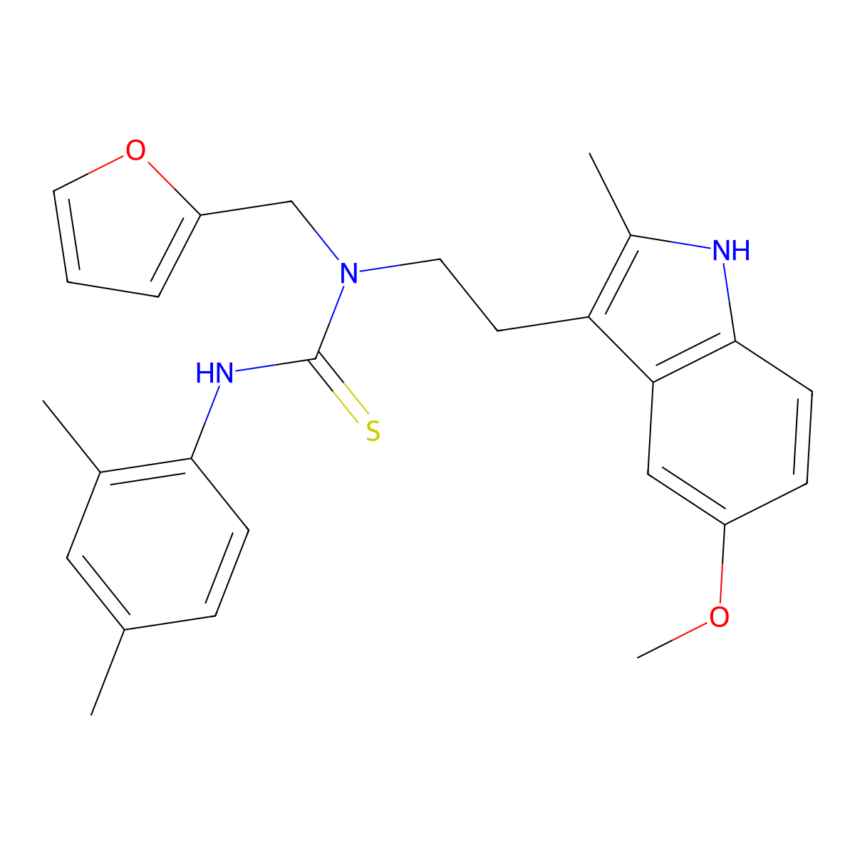 3-(2,4-dimethylphenyl)-1-(furan-2-ylmethyl)-1-(2-(5-methoxy-2-methyl-1H-indol-3-yl)ethyl)thiourea molecular structure, CAS 851937-28-5