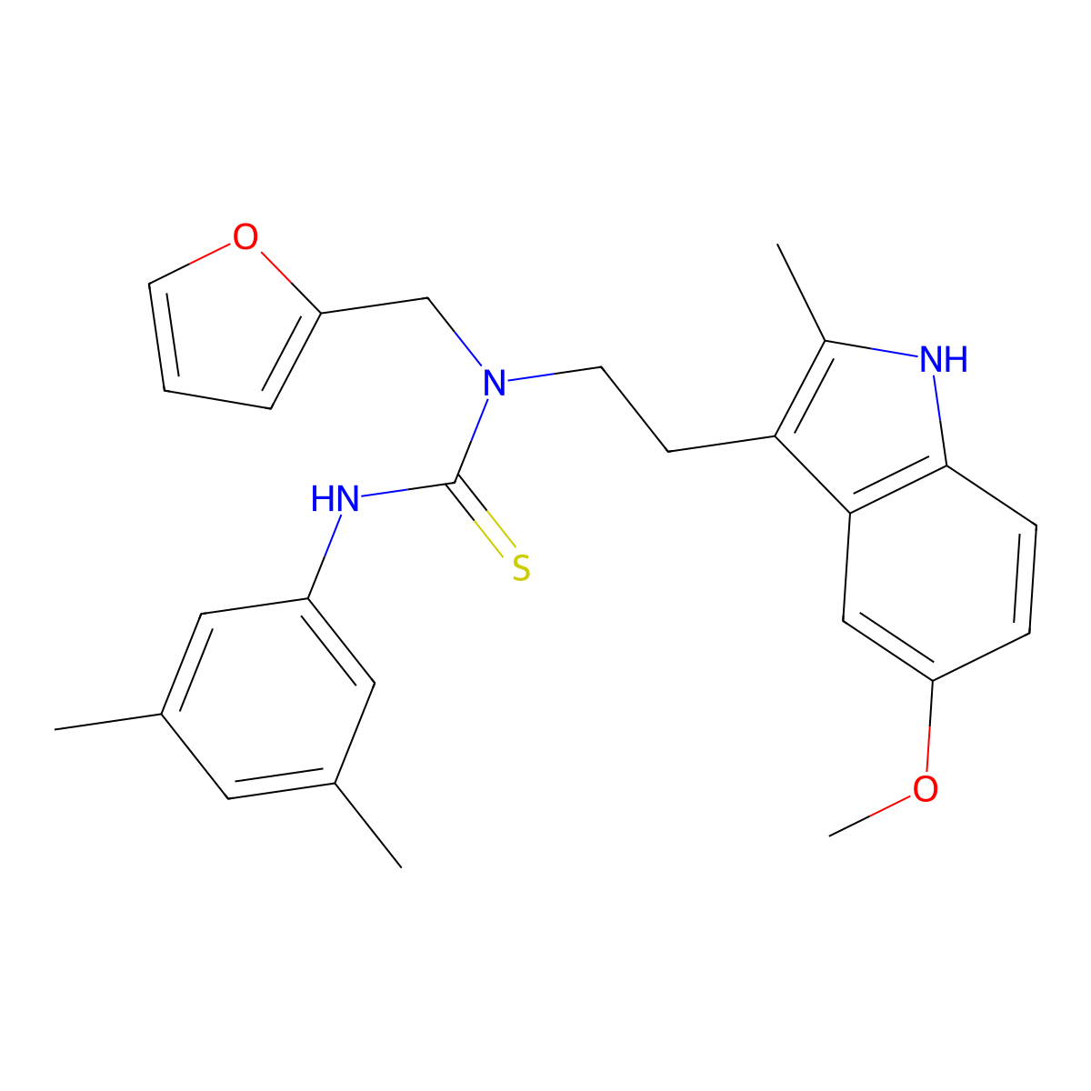 3-(3,5-dimethylphenyl)-1-(furan-2-ylmethyl)-1-(2-(5-methoxy-2-methyl-1H-indol-3-yl)ethyl)thiourea molecular structure, CAS 851937-29-6