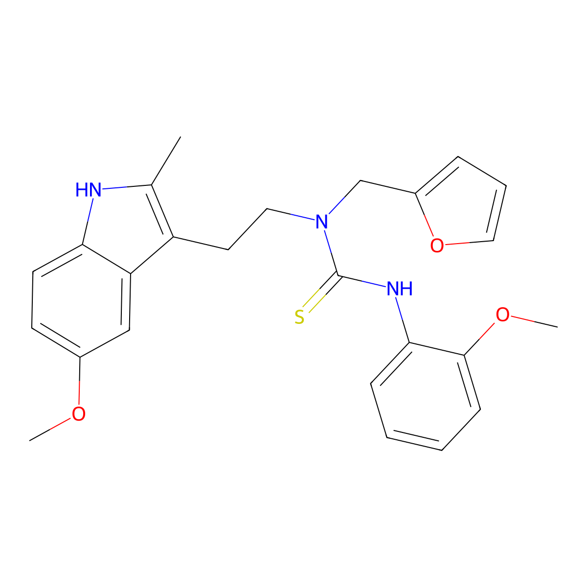 1-(furan-2-ylmethyl)-1-(2-(5-methoxy-2-methyl-1H-indol-3-yl)ethyl)-3-(2-methoxyphenyl)thiourea molecular structure, CAS 851937-30-9