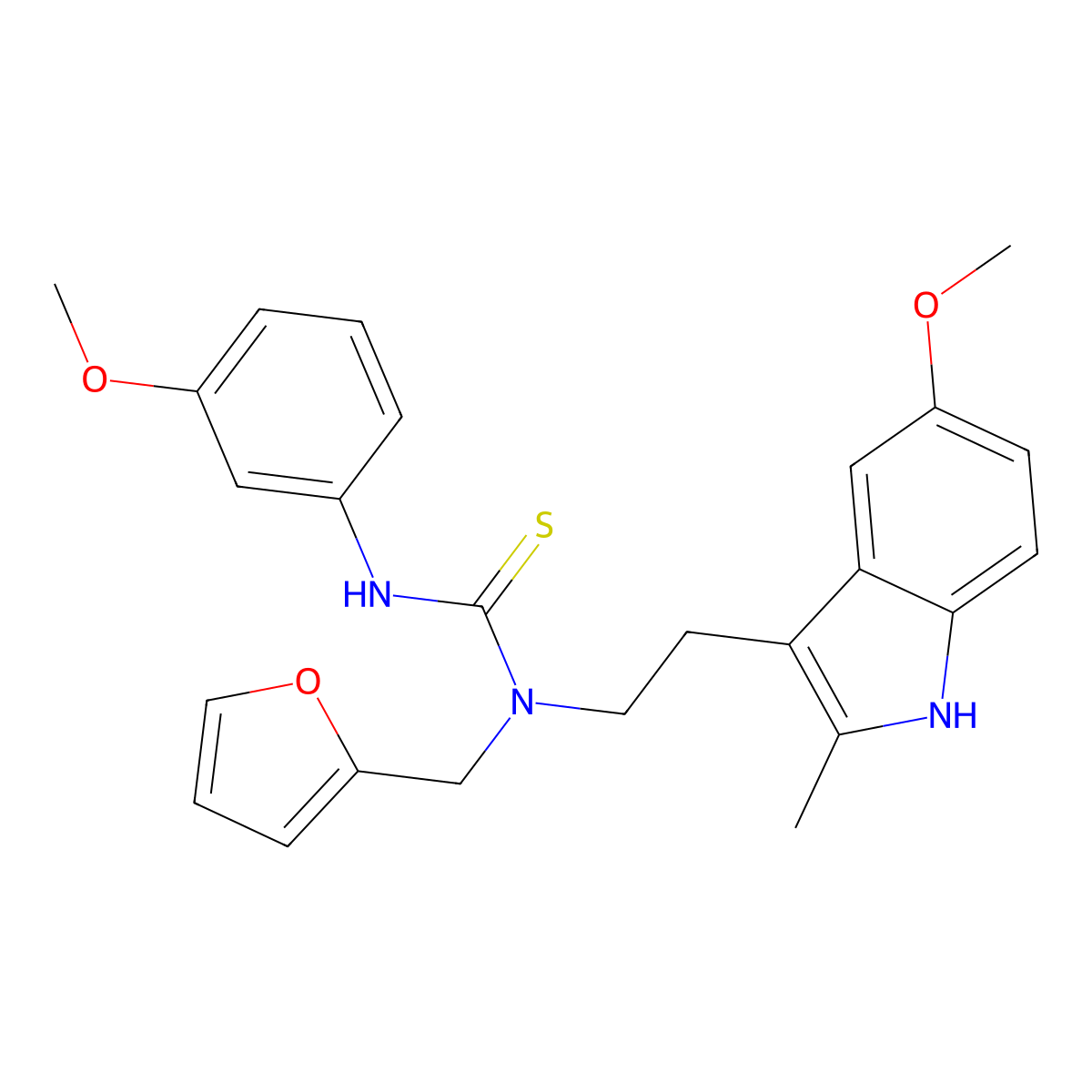 1-(furan-2-ylmethyl)-1-(2-(5-methoxy-2-methyl-1H-indol-3-yl)ethyl)-3-(3-methoxyphenyl)thiourea molecular structure, CAS 851937-31-0