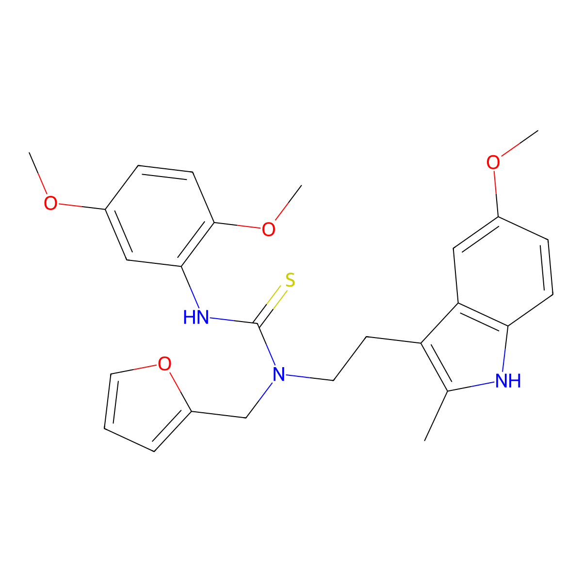 1-(2,5-dimethoxyphenyl)-3-[(furan-2-yl)methyl]-3-[2-(5-methoxy-2-methyl-1H-indol-3-yl)ethyl]thiourea molecular structure, CAS 851937-33-2