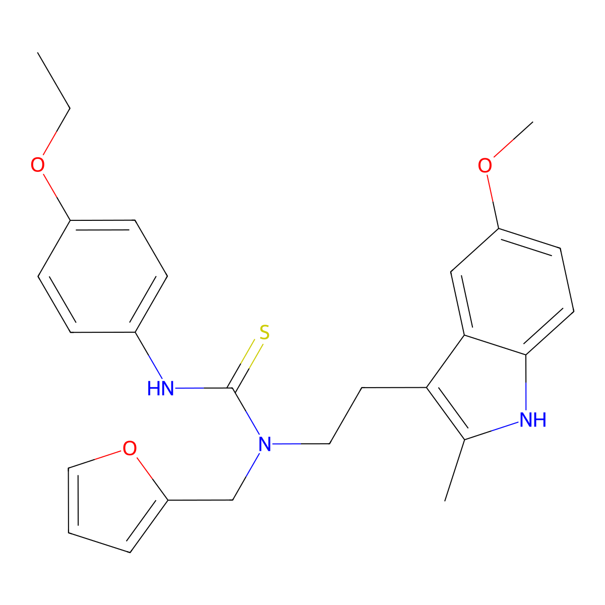3-(4-ethoxyphenyl)-1-(furan-2-ylmethyl)-1-(2-(5-methoxy-2-methyl-1H-indol-3-yl)ethyl)thiourea molecular structure, CAS 851937-34-3