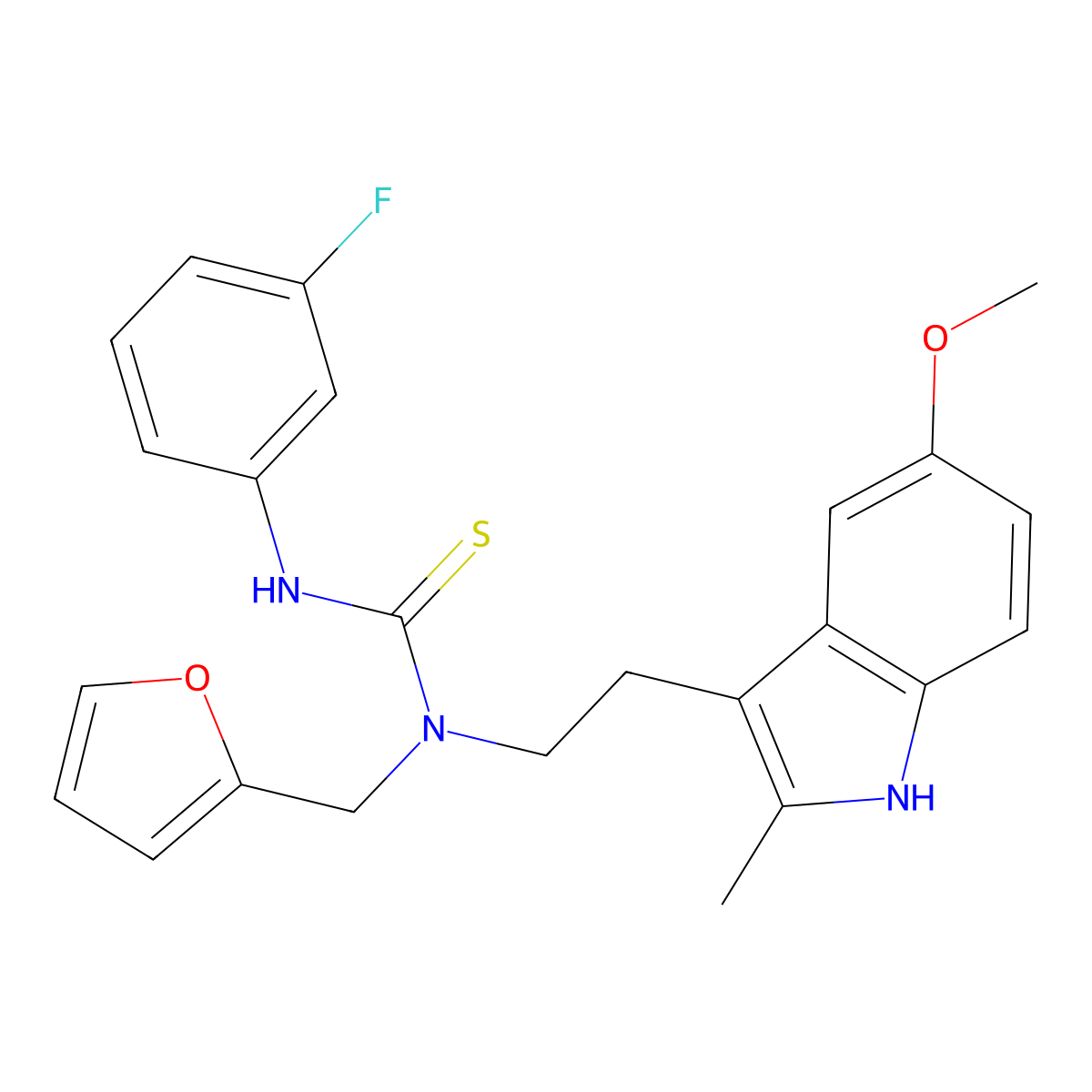3-(3-fluorophenyl)-1-(furan-2-ylmethyl)-1-(2-(5-methoxy-2-methyl-1H-indol-3-yl)ethyl)thiourea molecular structure, CAS 851937-35-4