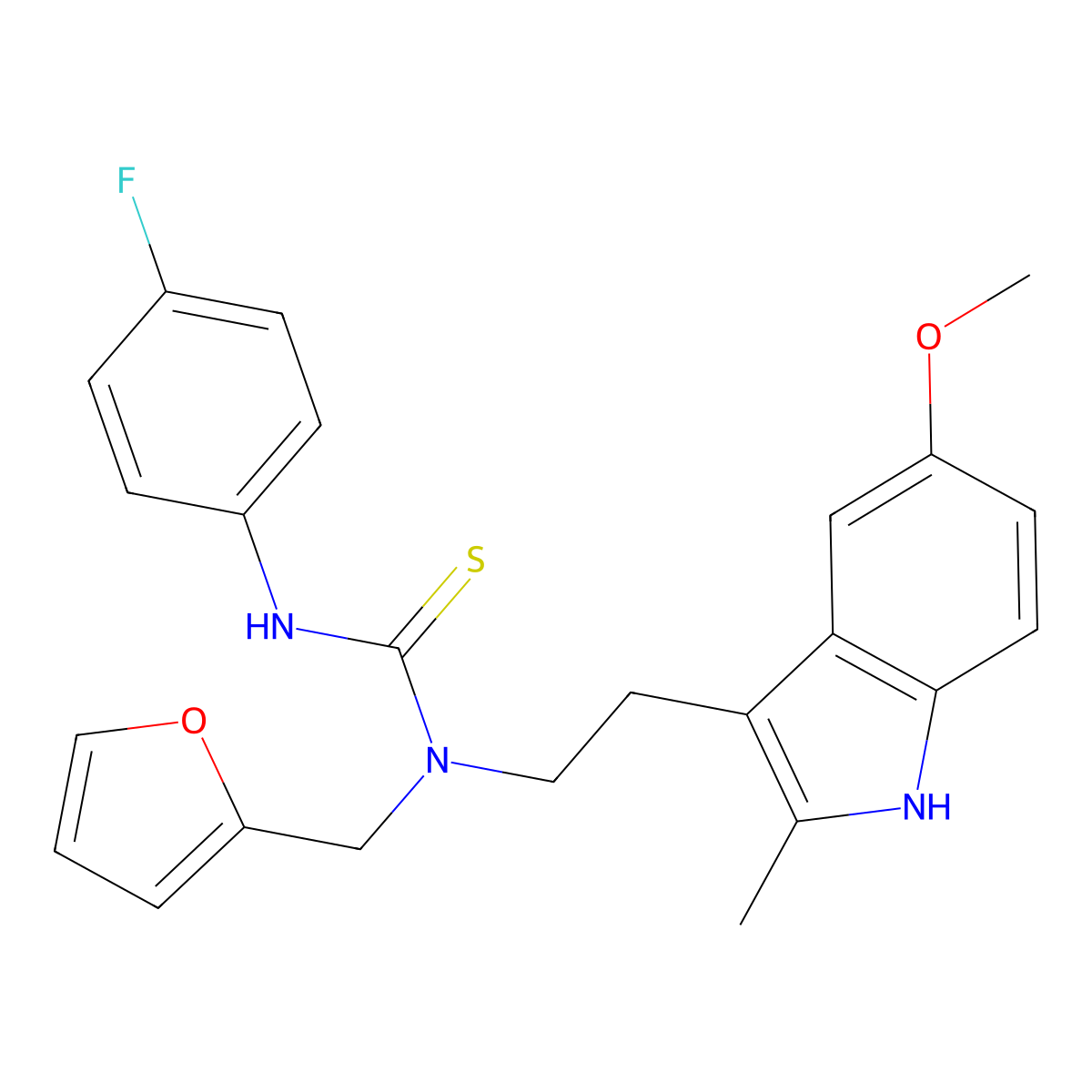 3-(4-fluorophenyl)-1-(furan-2-ylmethyl)-1-(2-(5-methoxy-2-methyl-1H-indol-3-yl)ethyl)thiourea molecular structure, CAS 851937-36-5