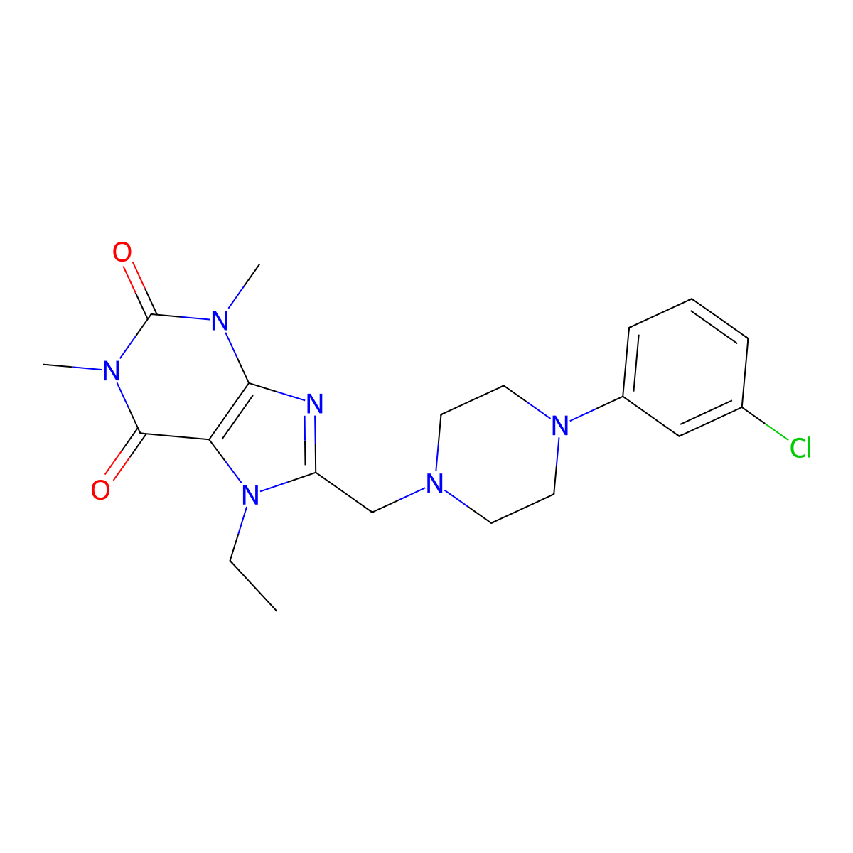 8-{[4-(3-chlorophenyl)piperazin-1-yl]methyl}-7-ethyl-1,3-dimethyl-3,7-dihydro-1H-purine-2,6-dione molecular structure, CAS 851937-42-3