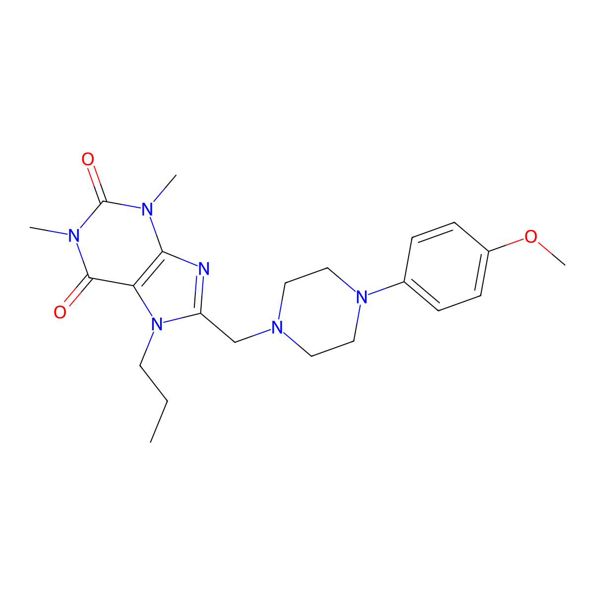 8-[[4-(4-Methoxyphenyl)piperazin-1-yl]methyl]-1,3-dimethyl-7-propylpurine-2,6-dione molecular structure, CAS 851937-54-7