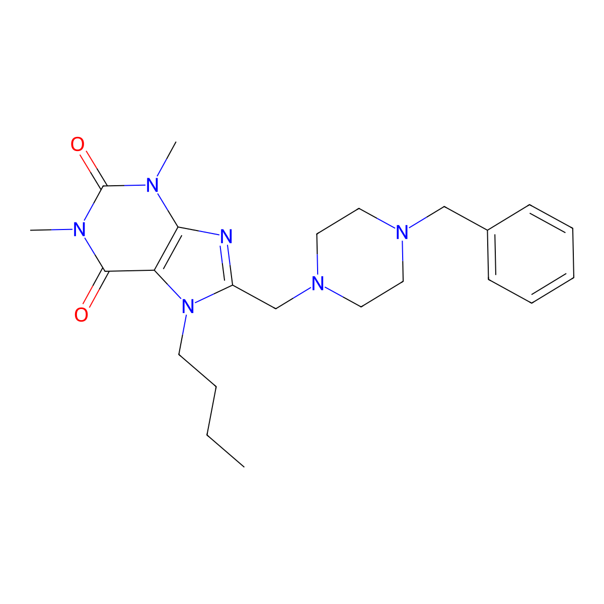 8-[(4-Benzylpiperazin-1-yl)methyl]-7-butyl-1,3-dimethylpurine-2,6-dione molecular structure, CAS 851937-65-0