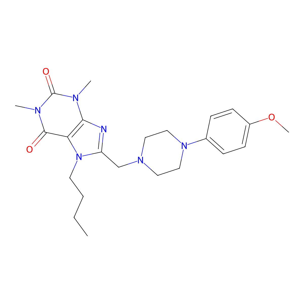 7-Butyl-8-[[4-(4-methoxyphenyl)piperazin-1-yl]methyl]-1,3-dimethylpurine-2,6-dione molecular structure, CAS 851937-69-4