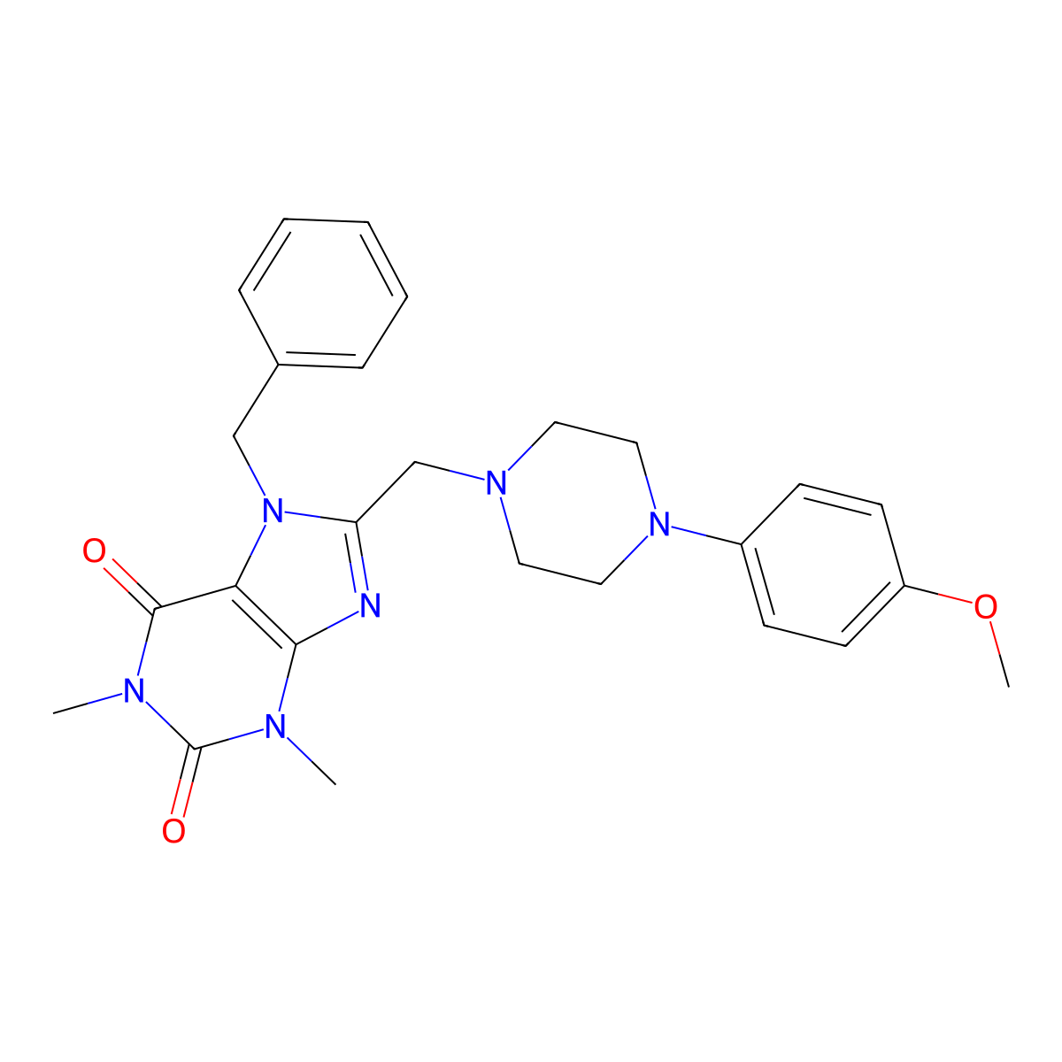 7-benzyl-8-{[4-(4-methoxyphenyl)piperazin-1-yl]methyl}-1,3-dimethyl-2,3,6,7-tetrahydro-1H-purine-2,6-dione molecular structure, CAS 851937-84-3
