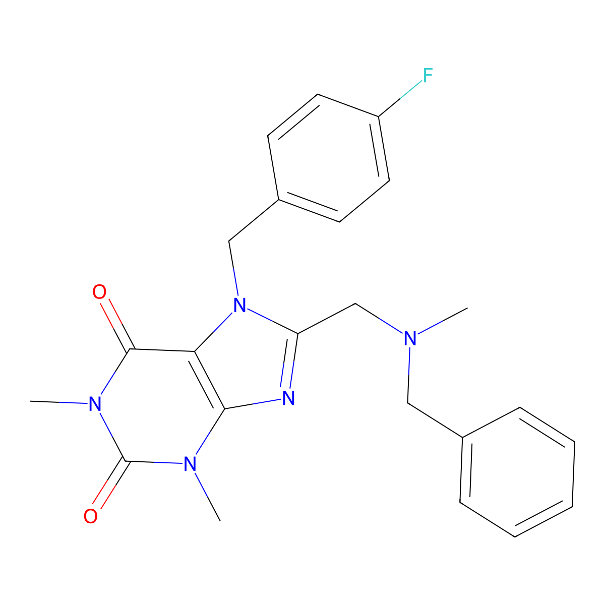 8-{[benzyl(methyl)amino]methyl}-7-(4-fluorobenzyl)-1,3-dimethyl-3,7-dihydro-1H-purine-2,6-dione molecular structure, CAS 851937-87-6