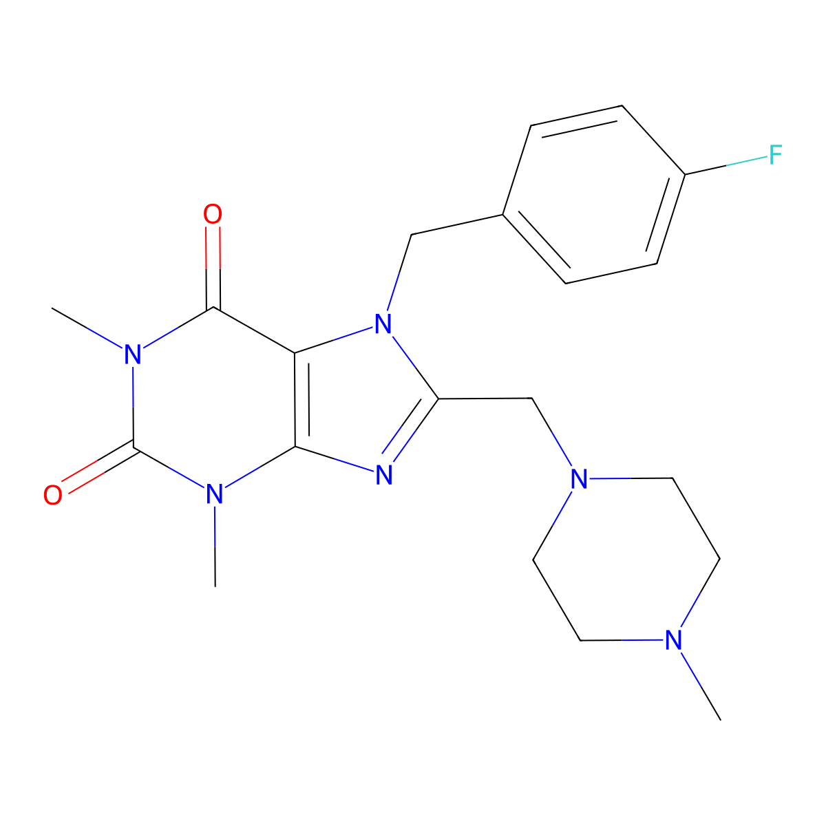 7-[(4-Fluorophenyl)methyl]-1,3-dimethyl-8-[(4-methylpiperazin-1-yl)methyl]purine-2,6-dione molecular structure, CAS 851937-95-6