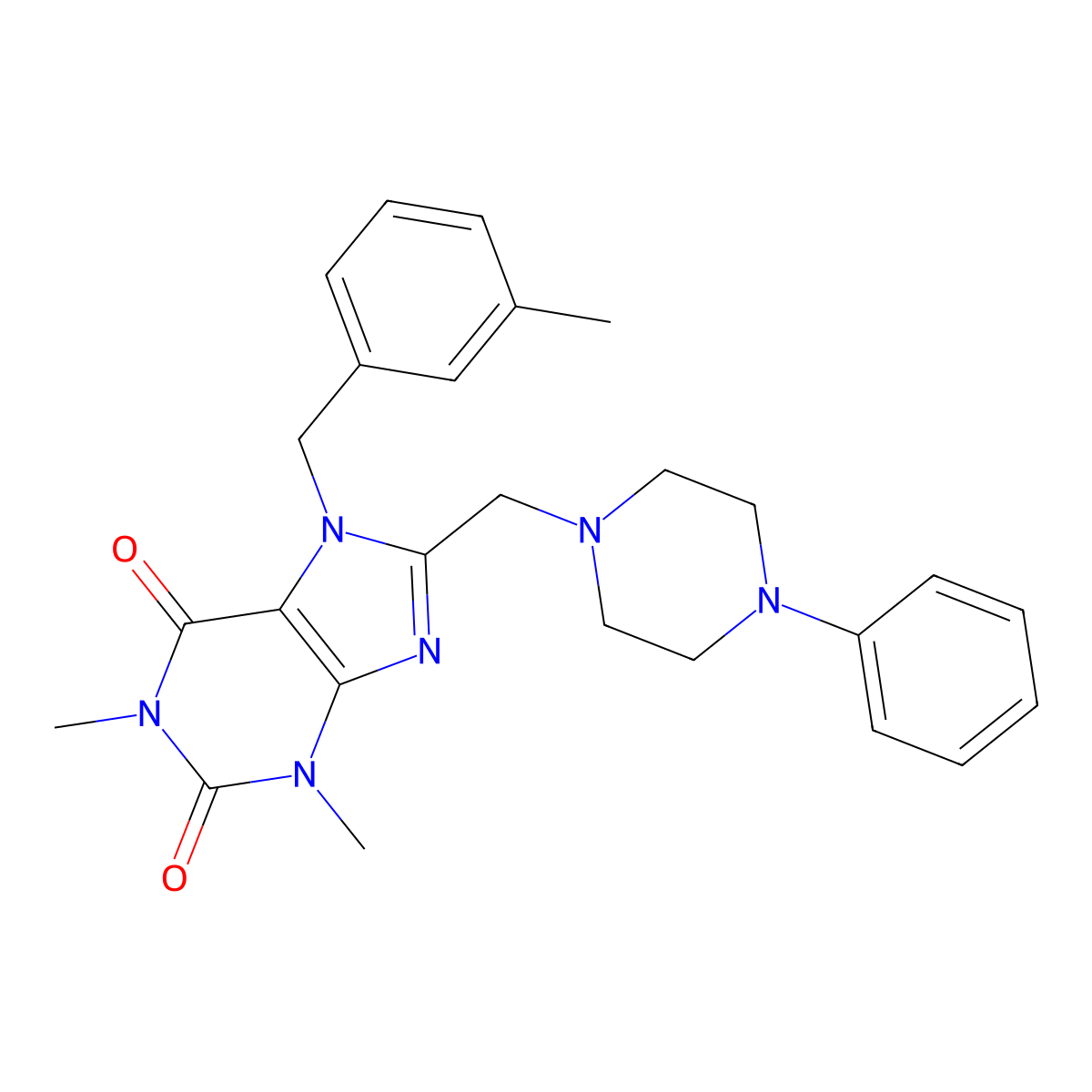 1,3-Dimethyl-7-[(3-methylphenyl)methyl]-8-[(4-phenylpiperazin-1-yl)methyl]purine-2,6-dione molecular structure, CAS 851938-78-8