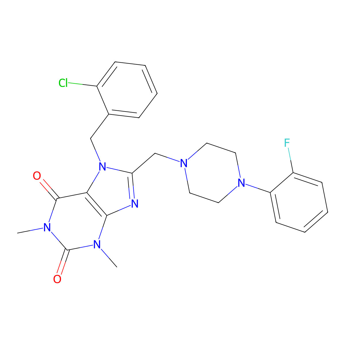 7-[(2-chlorophenyl)methyl]-8-{[4-(2-fluorophenyl)piperazin-1-yl]methyl}-1,3-dimethyl-2,3,6,7-tetrahydro-1H-purine-2,6-dione molecular structure, CAS 851938-97-1