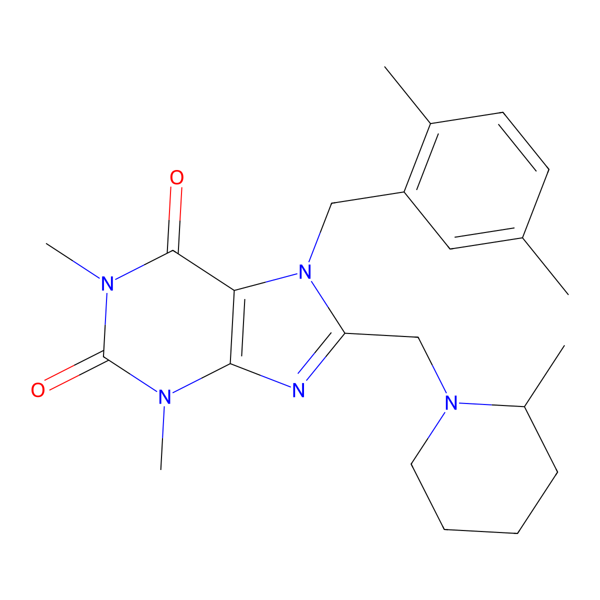 7-[(2,5-dimethylphenyl)methyl]-1,3-dimethyl-8-[(2-methylpiperidin-1-yl)methyl]-2,3,6,7-tetrahydro-1H-purine-2,6-dione molecular structure, CAS 851939-03-2