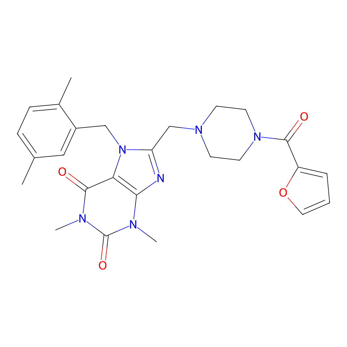 7-[(2,5-dimethylphenyl)methyl]-8-{[4-(furan-2-carbonyl)piperazin-1-yl]methyl}-1,3-dimethyl-2,3,6,7-tetrahydro-1H-purine-2,6-dione molecular structure, CAS 851939-13-4