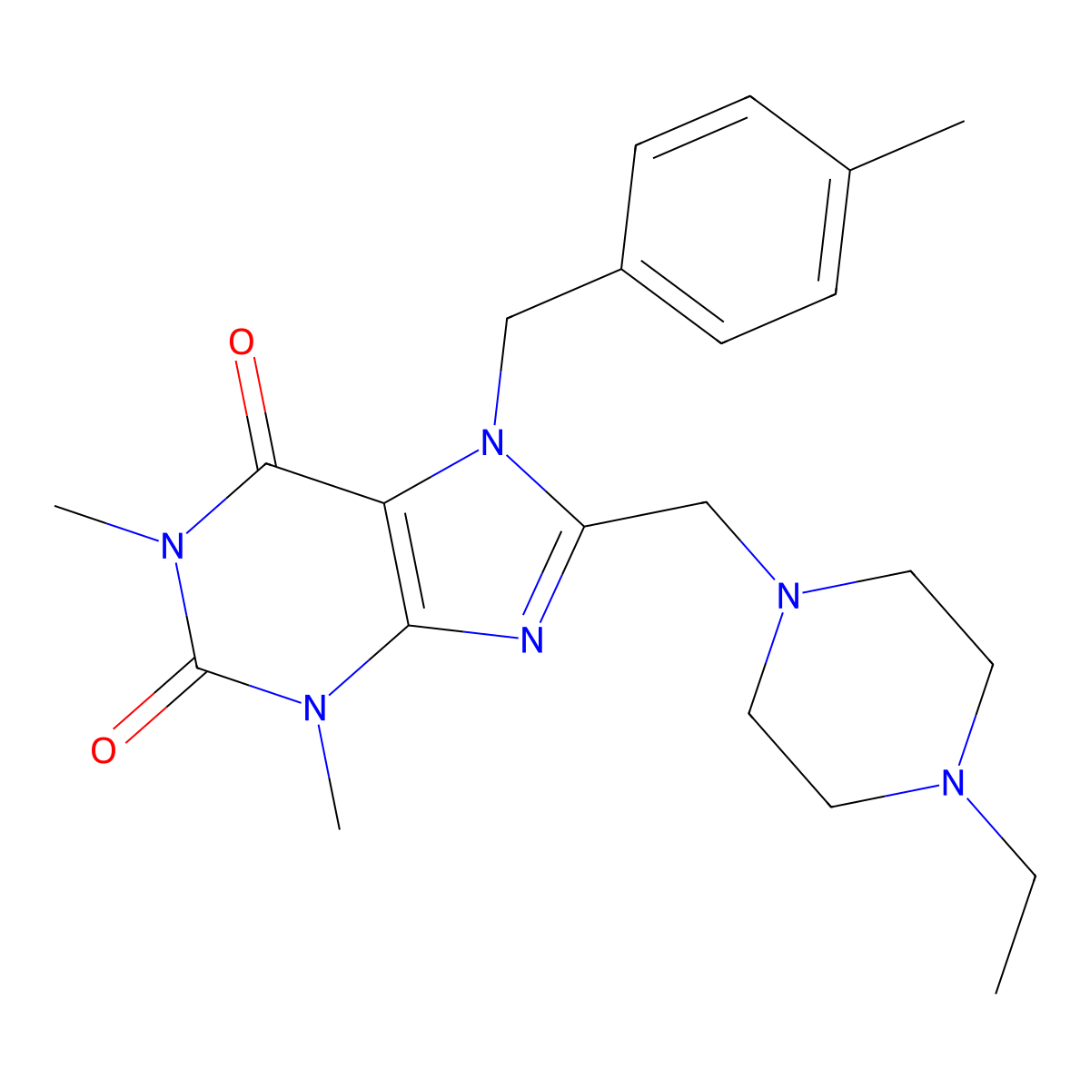 8-[(4-Ethylpiperazin-1-yl)methyl]-1,3-dimethyl-7-[(4-methylphenyl)methyl]purine-2,6-dione molecular structure, CAS 851939-23-6